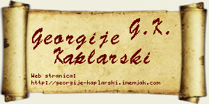 Georgije Kaplarski vizit kartica